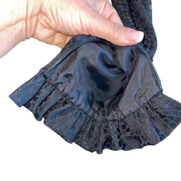 Carolina Herrera Womens Dress Size S Black Jacquard Ruffle Trim Vintage - Picture 5 of 16